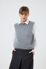 Gilet in mohair perla FEDERICA BI