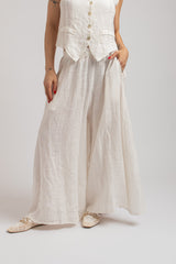 Pantalone in lino bianco FEDERICA BI