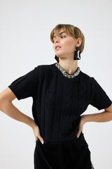 Maglia treccia cristalli FEDERICA BI