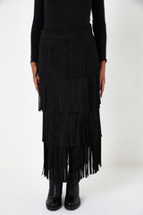 Gonna nera in ecosuede con frange FEDERICA BI