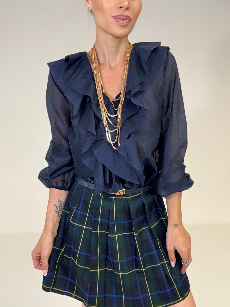Camicia blu volant FEDERICA BI