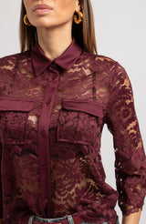 Camicia in pizzo FEDERICA BI bordeaux
