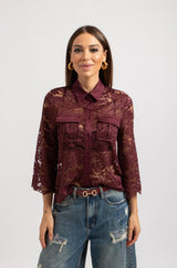 Camicia in pizzo FEDERICA BI bordeaux