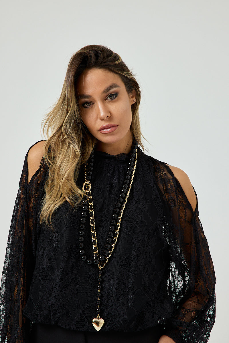 Camicia nera in pizzo FEDERICA BI