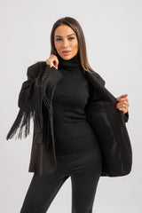 Blazer nero frange FEDERICA BI