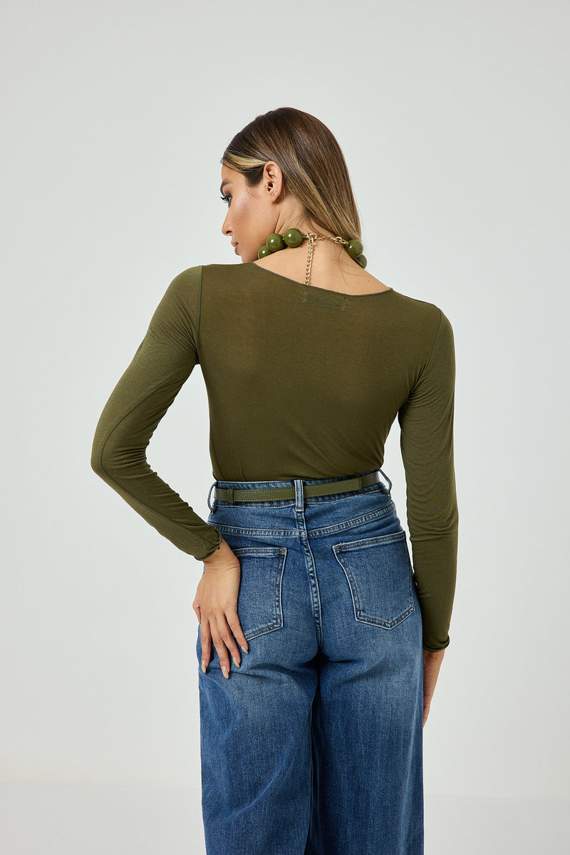 Maglia misto cachemire verde FEDERICA BI