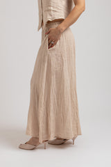 Pantalone in lino beige FEDERICA BI