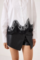 Camicia in cotone e pizzo FEDERICA BI ( bianca e nera )