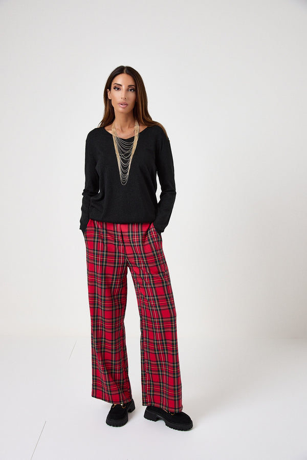Pantalone tartan rosso FEDERICA BI