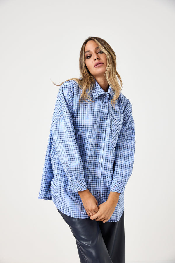 Camicia a quadri azzurra blu FEDERICA BI