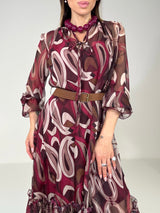 Abito in chiffon bordeaux FEDERICA BI