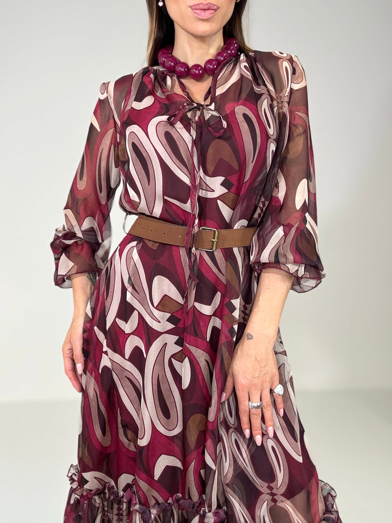 Abito in chiffon bordeaux FEDERICA BI