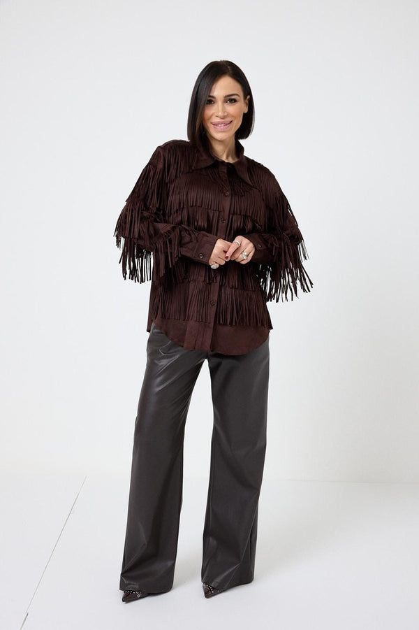 Camicia in suede cioccolato FEDERICA BI