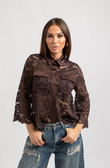 Camicia in pizzo FEDERICA BI caffè