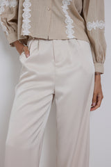 Pantalone in raso beige FEDERICA BI
