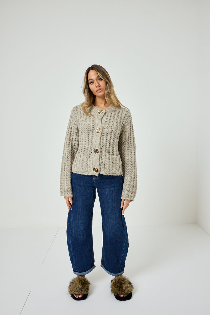 Cardigan bottone oro FEDERICA BI