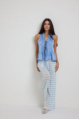 Pantalone riga azzurra FEDERICA BI