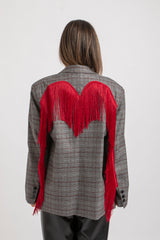 Blazer principe di Galles frange rosse FEDERICA BI