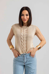 Gilet in maglia treccia FEDERICA BI (piu’ colori)
