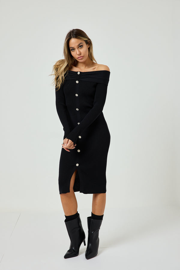 Abito bottoni gioiello FEDERICA BI ( due colori )