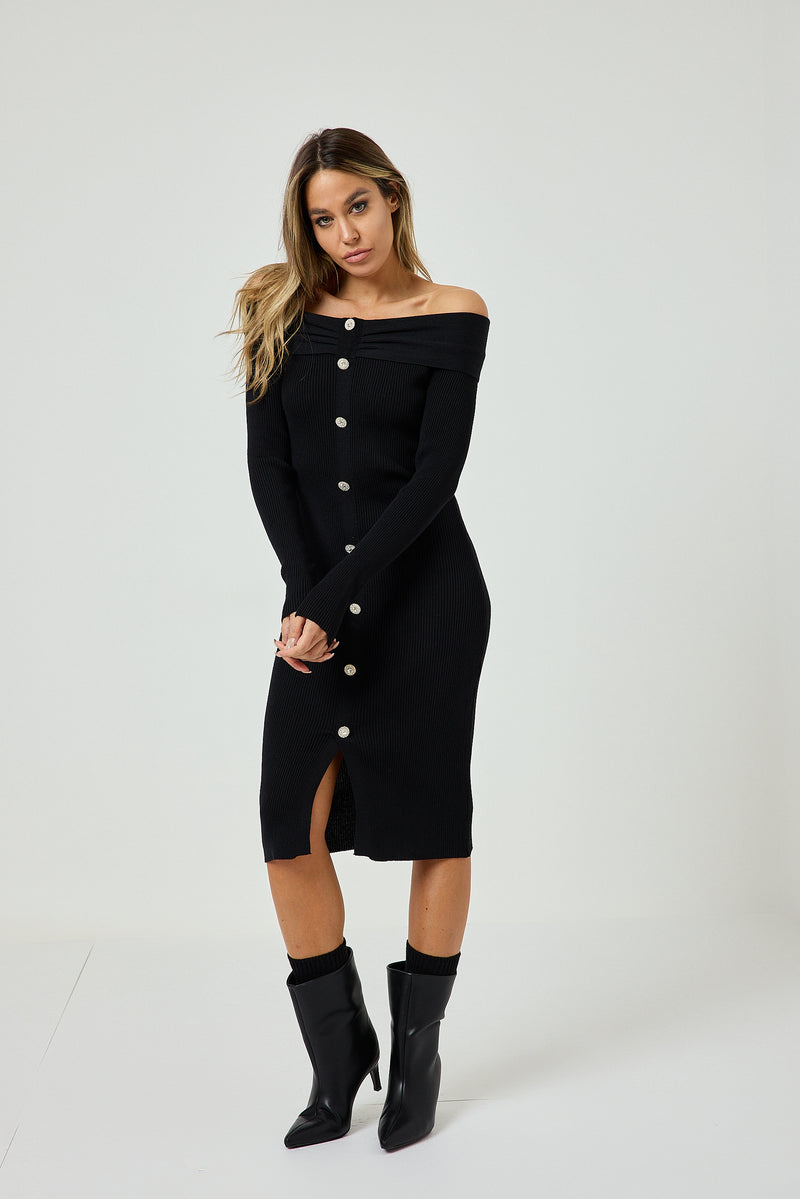 Abito bottoni gioiello FEDERICA BI ( due colori )