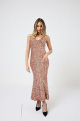 Abito in paillettes apricot FEDERICA BI