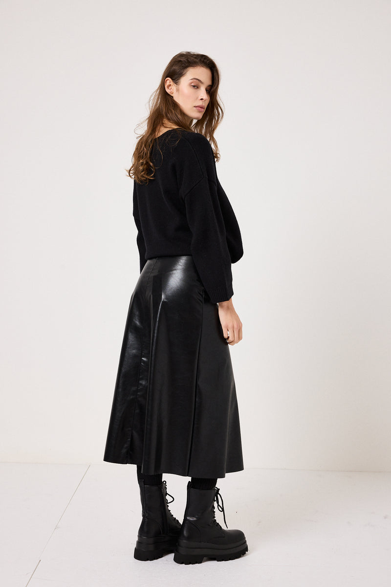 Gonna nera lucida in ecopelle FEDERICA BI