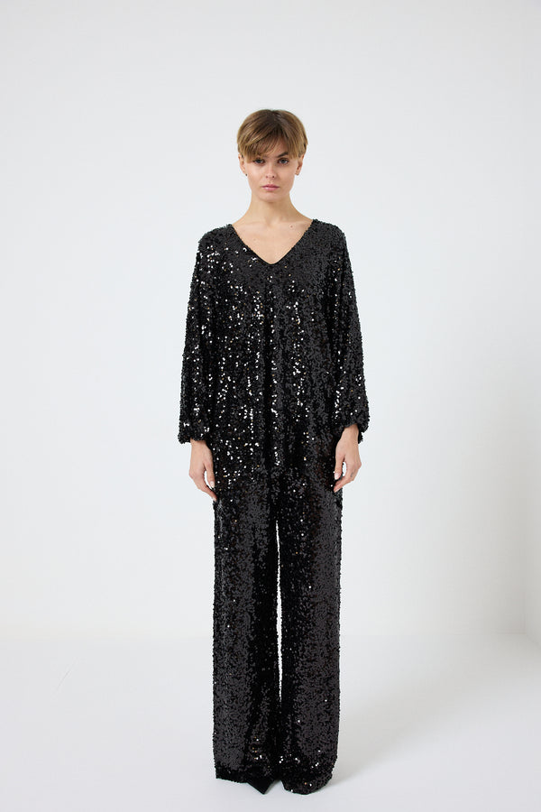Pantalone nero in paillettes FEDERICA BI