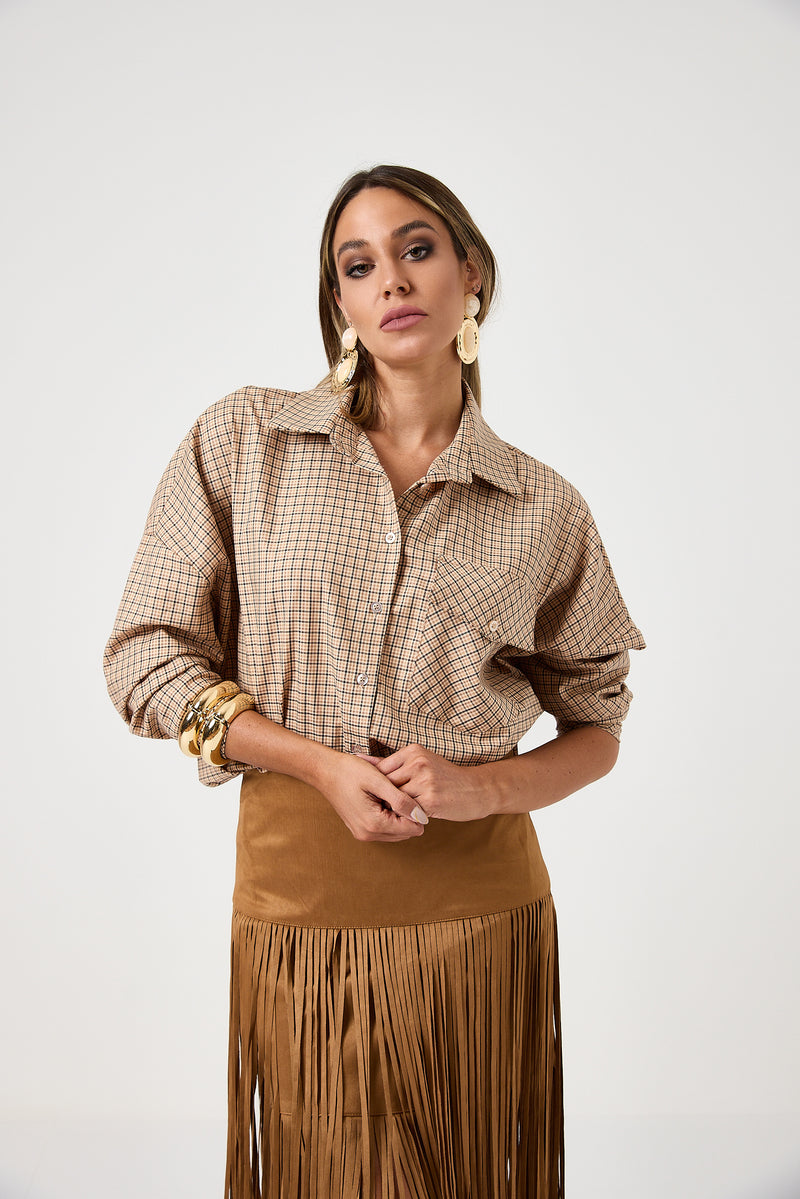 Camicia a quadri beige FEDERICA BI