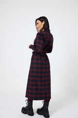 Abito tartan blu bordeaux FEDERICA BI