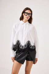 Camicia in cotone e pizzo FEDERICA BI ( bianca e nera )