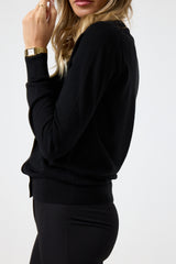 Cardigan nero in lana FEDERICA BI