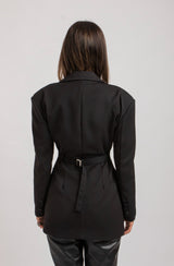 Blazer nero doppiopetto spille gioiello FEDERICA BI