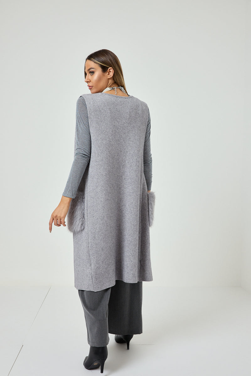 Gilet grigio perla FEDERICA BI
