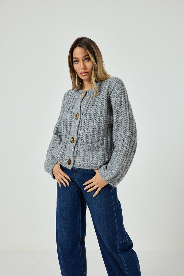 Cardigan bottone oro FEDERICA BI