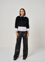 Pantalone nero in ecopelle FEDERICA BI