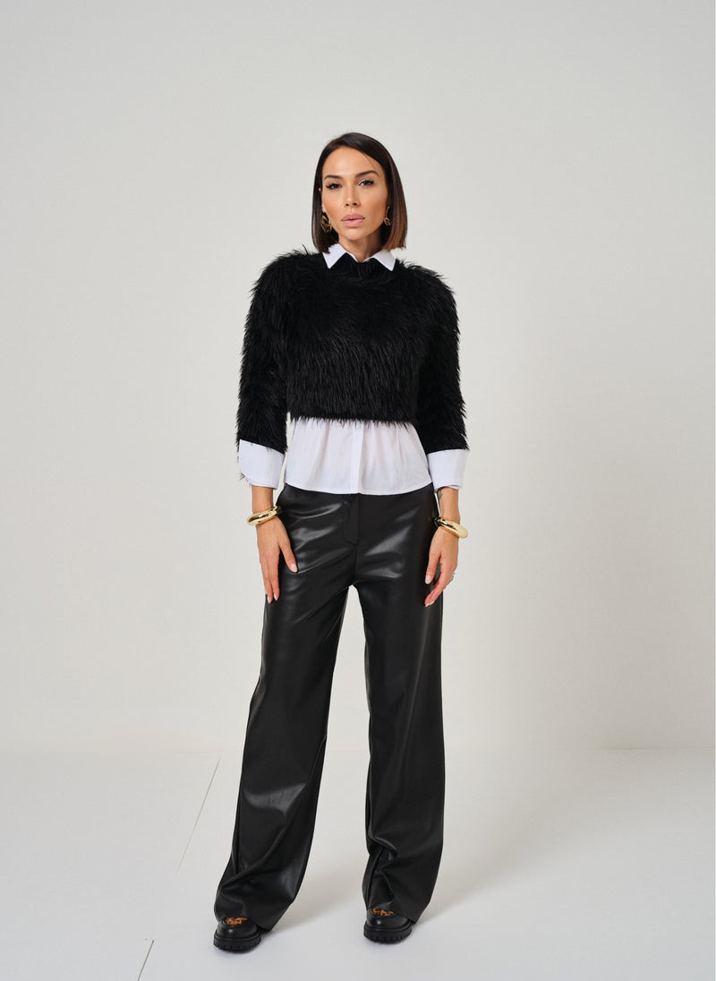 Pantalone nero in ecopelle FEDERICA BI