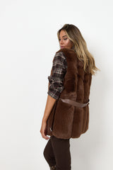 Gilet in ecopelliccia marrone FEDERICA BI