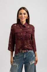 Camicia in pizzo FEDERICA BI bordeaux
