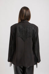 Blazer nero frange FEDERICA BI