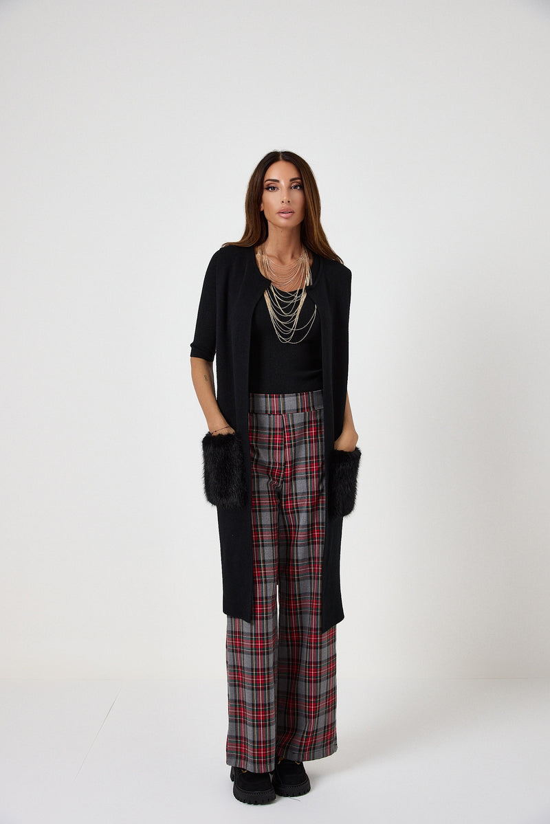 Pantalone tartan grigio FEDERICA BI