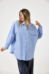 Camicia a quadri azzurra blu FEDERICA BI