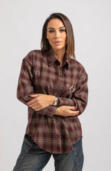 Camicia tartan cristallini e spilla FEDERICA BI