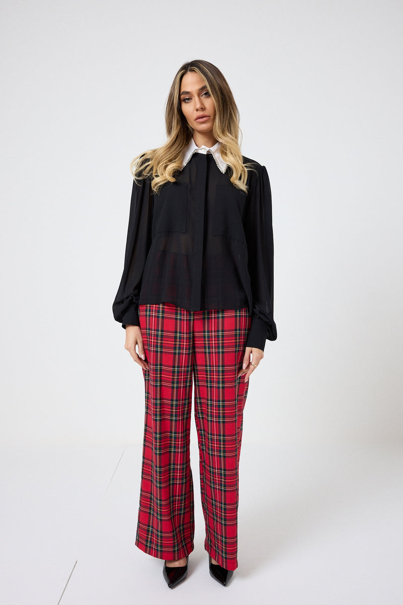 Pantalone tartan rosso FEDERICA BI