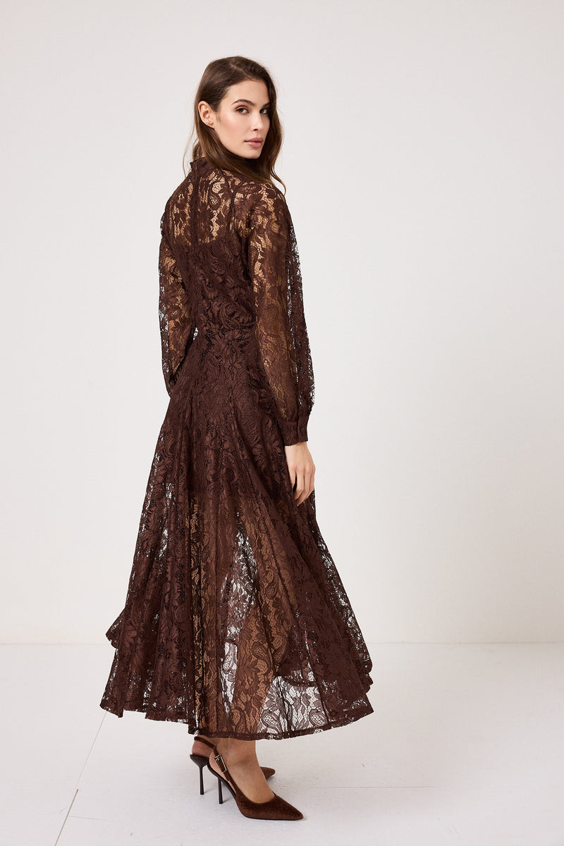 Abito in pizzo cioccolato FEDERICA BI