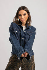 Giacca blu denim cristalli FEDERICA BI