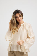 Camicia beige volant FEDERICA BI