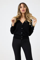 Cardigan nero in lana FEDERICA BI