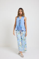 Pantalone in cotone azzurro FEDERICA BI