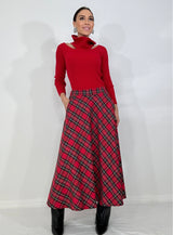 Gonna lunga tartan rosso FEDERICA BI